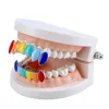 Punk Kleurrijke Topbottom Hip Hop Dental Halloween Vampire Gold Grillz Tanden