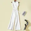 Women's Jumpsuits & Rompers Gedivoen Fashion Designer Business Summer Women Sleeveless Belt Slim Ladies Solid White Office Lady Jumpsuit