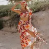 Praia desgaste impressão biquíni biquíni mulheres envoltório saia maiô cintura alta cobertura sexy sarong plage maiô 210629