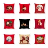 Julkuddehus Linne Röd Serie Santa Claus Pillow Cover Sofa Dekorativ kuddehölje 60pcs T2i52463