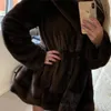 Women's Fur & Faux Furealux 2021 Real Natural Mink Coat Hoodie Long Women High Quality Winter Warm Fashion Soft Luxury Overcoat