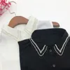 Bow Ties Sitonjwly Vintage Shirt Detachable Collars Women White Tops Fake Collar Handmade Beading Lapel Half-Shirt Necklace False Donn22