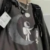 Harajuku мужской с длинным рукавом футболки осень готический винтажный печати Ulzzang уютная модная уличная одежда мешковатый корейский модный BF плюс топы G1222