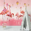 カスタム任意のサイズの壁画の壁紙モダンな手描きの3Dフラミンゴ羽毛フレズコリビングルームの寝室の家の装飾Papel de Parede