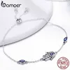 BAMOER 100% 925 Sterling chanceux Hamsa Fatima main chaîne lien Bracelets femmes bleu CZ argent bijoux SCB076