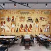 Fotoğraf Duvar Kağıdı Avrupa Tarzı Retro 3D Antik Mısır Firavun Heykeli Duvar Resimleri Duvar Boyama