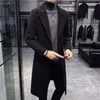 Bens de luxo Trench Coats Masculinos Casaco Longo de Lã Homens Estilo Coreano Moda Lã Casacos de Inverno Gola Virada e Jaqueta Único Breasted Sobretudo 9692