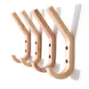 Natural Wooden Coat Hook Study Wall Mounted Clothes Scarf Hat Bag Storage Hanger Hooks for Home Living room