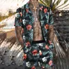 Herrspårar Hawaiian Printing Short Outfit Summer Casual Floral Shirt Beach Shorts Two Piece Suit Fashion Men Set M-3XL