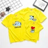 夏のマッチング家族の衣装かわいいゾウプリントTシャツカジュアルコットン半袖トップティーパパママと私の服210713