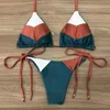 Women's Swimwear 2021 Sexy High Waist Bikini Swimsuit Stamping Print Stitching Lace Up Fashion Suit Traje De Bano