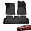 All-Weather 3D Golvmattor Non Skid Foot Mat Liner för Tesla Modell 3 Y Strump Komplett Full Set Vattentät Golvkuddar Miljövänligt Gummi