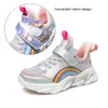 XZVZ Kinder-Turnschuhe, Regenbogen-Mesh-Kinderschuhe, praktisches Schnallen-Design, Jungen- und Mädchen-Turnschuhe, bequeme, lässige Kinderschuhe G1025