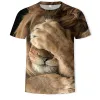 Heren Plus T-shirts T-shirts 2022 3D-print Grafische Leeuw Dier Ronde hals Dagelijkse vakantie Dierpatroon Mode Korte Mouw Tops Streetwear Overdreven Cool