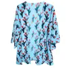 Vrouwen Casual bloemenprint Zomer Chiffon Kimono Geen Cardigan Beach Open Cover boven knie halve mouw omhoog Sarongs