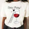 Women's T Shirts Women's T-Shirt Graphic Top Print T-shirts Happy Sweet Wine Fashion Women Cartoon Shirt Stylish Short Sleeve Regular