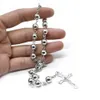 Silver CCB -pärlor Kors Rosary Armband Jesus Katolisisme gåva Religiösa smycken bönpärlor i bilen