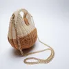 Сумки на плечах модные раковина коробка ротанга женские сумочки дизайнерские бренды роскошные кросс -кусочки плетение плетеное летнее пляжная соломенная сумка 2022