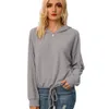 Femmes sweat à capuche solide à manches longues femme sweat printemps automne Streetwear mode pulls hauts avec cordon de serrage