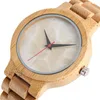 ساعة Wristwatches Men's Watch Natural Wooden Bamboo Watches مع Wood Wood Band الكامل الكامل الكوارتز الأخضر