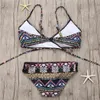 Sexy bandaż Aztec Biquini String Strappy Swim Wear Strój kąpielowy Swimsuit Beachwear Swimwear Kobiety Brazylijski Bikini 210520