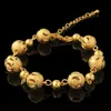 سوار مجوهرات النساء 9 كيلو أصفر الصلبة غرامة g / f الذهب جولة كبيرة حبة مطرز قابل للتعديل سلسلة التمديد
