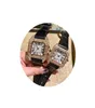 Uomini di alta qualità Donne quadrato quadrato romano orologio Diamonds Shinning Ringele completamente ghiacciate orologi in pelle marrone rossa nera movemen245o