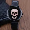 AISHY Moda Uomo Impermeabile Cintura in acciaio inossidabile Testa di teschio Copia orologio in pelle Testa di fantasma Orologi da polso maschili Quarzo all'ingrosso X0625