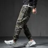Moda Streetwear Erkekler Jeans Yüksek Kalite Gevşek Fit Askeri Kamuflaj Rahat Kargo Pantolon Büyük Cep Hip Hop Joggers Pantolon