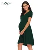 Damska Luźna Kwiatowa Druku Krótki Rękaw Bawełniany Ruffle Hem A-Line Midi Dress V Neck Casual Luźne Flowle Swing Shift Sukienki G220309