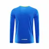 blue Long Sleeve Running Shirt Men Fitness Gym Sportswear Fit Quick dry Compression Workout Sport Top