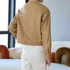 Chaqueta corta de cuero suave de primavera para mujer, prendas de vestir exteriores con bolsillo grande de Color sólido, abrigo locomotor de PU, chaquetas de Moto de otoño 210430