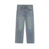 FirmRanch Primavera / Verão Homens / Mulheres Retrô 90s Reto Perna Denim Calças All-Match Light Blue Faça Antigo Bigode Solto Jeans