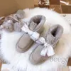 Met doos 2022 Designer Dames Fur Australia Boots Women Classic Snow Boot Australian Winter Warm Furry Bow Satin Enkle Booties Fluffy Slippers Bowtie Lady Girls Shoe