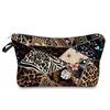 Saco de maquiagem impermeável de impressão de leopard saco de armazenamento senhoras saco de armazenamento de moda simples carteiras de bolsa de zíper e120407 204 Z2