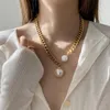 Pendant Necklaces Exaggerated Gold Thick Chain Large Pearl Necklace Trendy Net Red Fashion Neck Jewelry Clavicle268Z