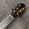 Anpassad 43-tums Jumbo Body Acoustic Guitar Solid Spruce Wood Ebony Fingerboard Cutaway Loden Typ