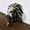 Punk Style Gold Color Lion Head Finger Rings for Women Ladies 2021 Jewelry Fashion 316l Stainless Steel Wedding Band Anillos