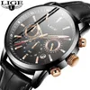 Reloj Hombre LIGE Brand Luxury Men Watch Casual Leather Sports Watches Mens Waterproof Analog Quartz Clock Chronograph 210527