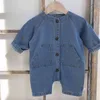 Toddler Children's Clothing Spring Baby Romper Infant Boy and Girl Jumpsuit Kids Long-sleeve Denim 210515