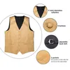 Men's Vests Classic Paisley Waistcoat Vest Suit Set Barry.Wang Party Wedding Bowtie Gold Handkerchief Cufflinks DiBanGu