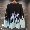 Fojaganto Hiver Hiver Automne Pull lâche Harajuku Oversize Hip Hop Pullover Streetwear Casual Blue Flame Pull Mâle 211018