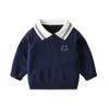Mudkingdom bébé garçons chandails tricotés printemps léger décontracté revers enfants hauts à manches longues enfants vêtements pour 210615