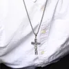 ZORCVENS Collana con croce color argento vintage punk INRI Crocifisso Gesù con pendente in gioielli in acciaio inossidabile