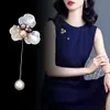 2021 Fashion Sweater Brooch Rose Flower Corsage Camellia Long Needle Pin For Women Shawl Shirt Collar Accessories