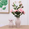 Modern keramikvase vit / blå porslin blomma vaser centerpieces för bröllop hantverk torr blomkruka hem dekoration tillbehör 210623