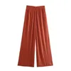 TRAF Za Wide Leg Trousers Women High Waist Pants Woman Fashion Ruched Loose Ladies Streetwear Women's Summer 210925
