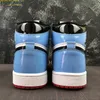 Authentieke jumpman 1 les twin - fearless basketbalschoenen 1s hoge og rood wit zwart blauw octrooi lederen buiten sneakers maat 36 ~ 46 met doos