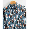 Mode Blauw Leopard Print Lange Shirts voor Dames Lente Casual Button Up Shirt Vrouw Volledige Mouw Streetwear Dames Tops 210430