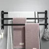 Towel Racks Bathroom Holder Set Black Rail Rack Hanger Wall Mounted Bath Bar Shelf Space Aluminum 30cm 40cm 50cm 60cm203i